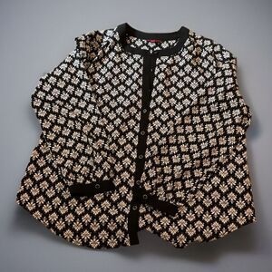 212 Collection Black And White Flower Design Shirt Women‎ XL Button Up